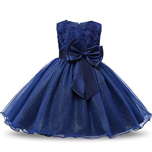 Vestido de princesa floral para meninas, vestido de verão, tutu, festa de aniversário para meninas, fantasia infantil, design de formatura, Azul escuro, 11