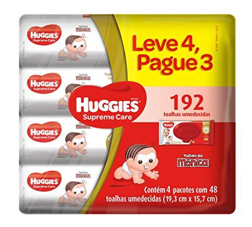 Lenços Umedecidos Huggies Supreme Care Leve 4 Pague 3 - 192 unidades, Huggies, Vermelha, pacote de 4