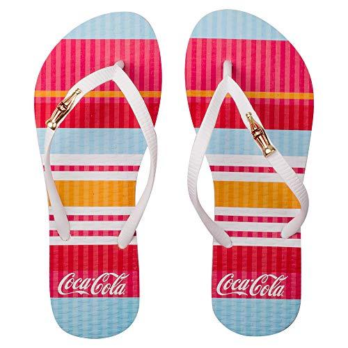 Sandálias Coca-Cola, Colored Lines, Branco/Branco, Feminino, 34