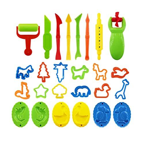 Homesen 26 peças ferramentas de massinha conjunto de acessórios de massinha vários moldes de plástico rolos cortadores educacional para crianças, cor aleatória