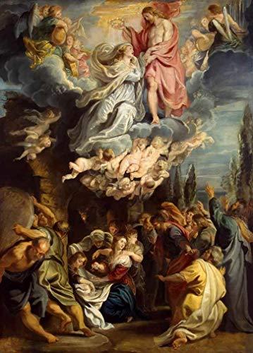Ascensão e Coroação da Virgem Maria (1609) de Peter Paul Rubens - 60x83 - Tela Canvas Para Quadro