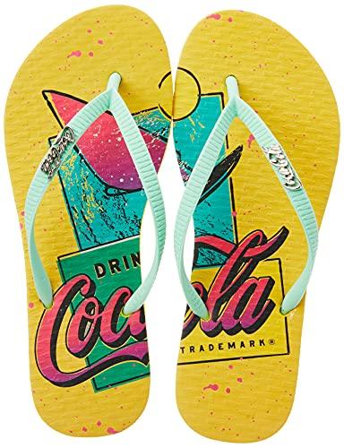 Sandálias Coca-Cola, Waves Of Summer, Amarelo/Menta, Feminino, 38