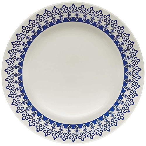 Conjunto com 6 Pratos Biona Donna Grécia Azul/Marfim 24 cm