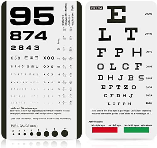 Tabela de olhos da Pecula, tabela de olhos com bolso, gráfico de olhos com bolso de enfeite, gráfico de olhos com bolso Rosenbaum, Branco