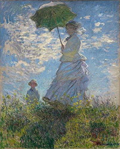 Mulher com Sombrinha (1875) de Claude Monet - 30x37 - Tela Canvas Para Quadro