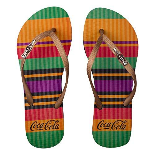 Sandália Colored Lines, , Coca-Cola, Feminino, Preto/Ouro Metalizado, 41/42