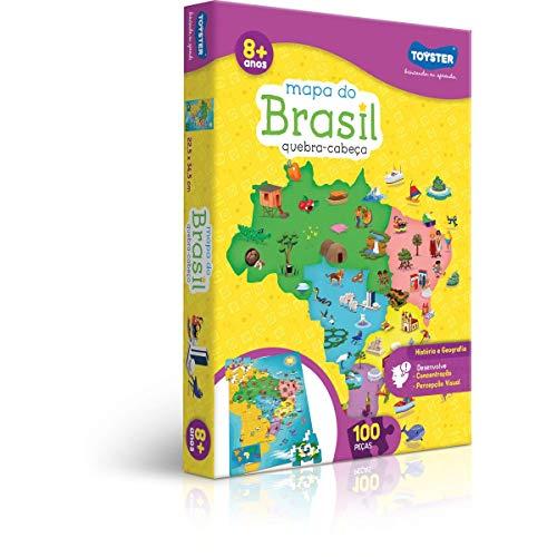 Toyster Quebra-Cabeça Cartonado Mapa do Brasil, 100 Peças