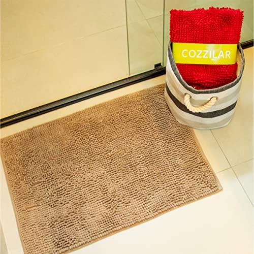 Tapete De Banheiro Antiderrapante Bolinha Microfibra 70x50 cm Cor:Bege