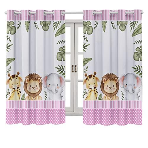 Cortina Infantil Safari Baby 2,00 x 1,50 Decoração Cores Para Menino e Menina (SAFARI BABY ROSA)