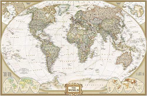 Mapa Mundi Vintage - (2007) - 75x116 - Tela Canvas Para Quadro