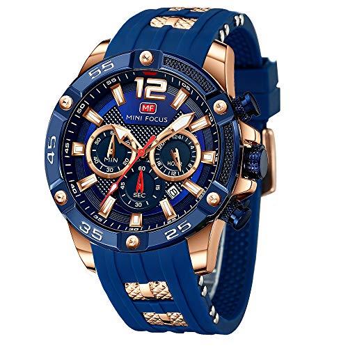 Relógio esportivo masculino (multifuncional, à prova d'água, luminoso, calendário) Pulseira de silicone Moda para homens ..., Azul