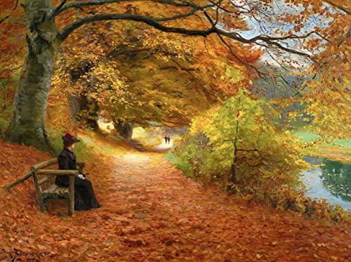 Caminho das Árvores no Outono de Hans Brendekilde - 50x67 - Tela Canvas Para Quadro