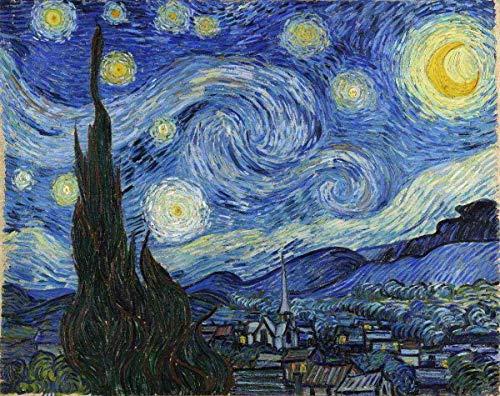 Noite Estrelada de Vincent van Gogh - 30x38 - Tela Canvas Para Quadro