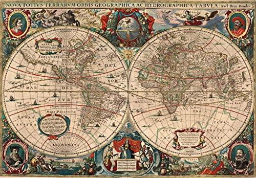 Mapa Mundi Antigo (1641) - 50x71 - Tela Canvas Para Quadro