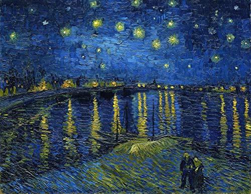 Noite Estrelada Sobre o Ródano de Vincent van Gogh - 75x97 - Tela Canvas Para Quadro