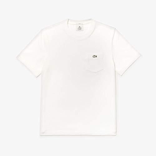 T-shirt de algodão com bolso Lacoste LIVE unissexo, Branco, GG