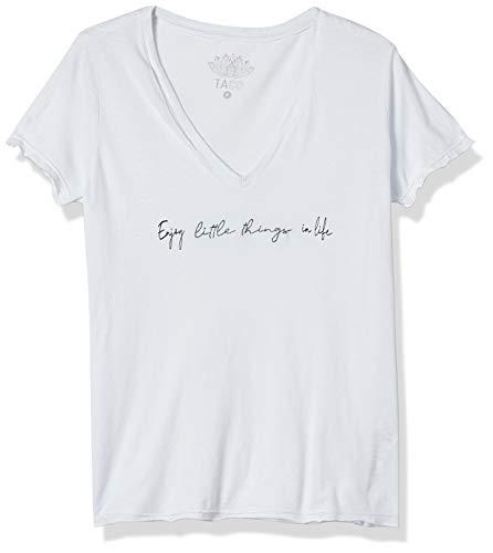 Camiseta, Taco, Gola V, Feminino, Branco (Off White), M