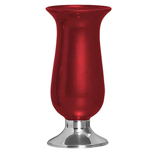 Vaso Imperial Pé De Alumínio Ceramicas Pegorin Vermelho