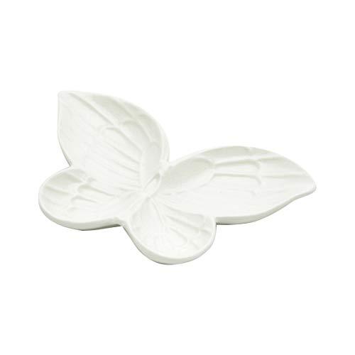 Borboleta Decorativa de Cerâmica 17.5 x 16.5 x 3 cm, Lyor, Branco, Único