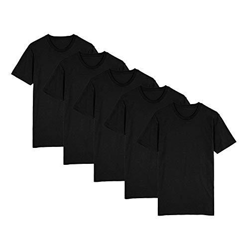 Kit Camiseta Lisa c/ 5 Peças Básicas Premium 100% Algodão Tamanho:GG;Cor:Preto;Gênero:Homem