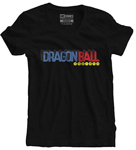 Camiseta feminina Dragon Ball logo preta Live Comics cor:Preto;tamanho:P