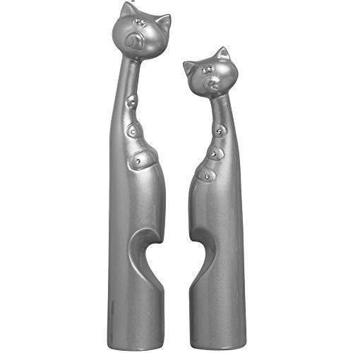 Escultura Casal Gato Coração Ceramicas Pegorin Prata