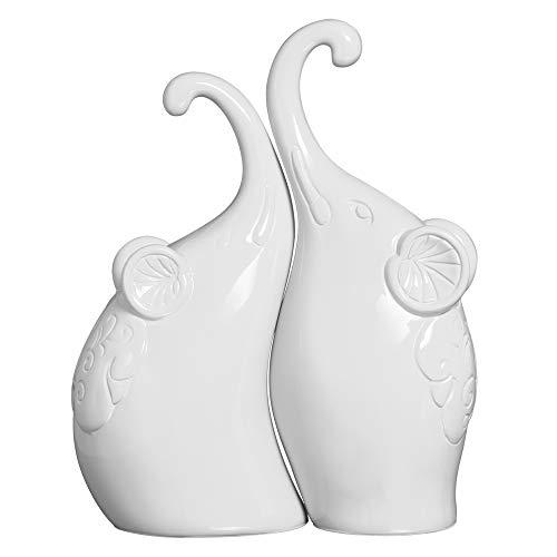 Casal De Elefantes Enlace Ceramicas Pegorin Branco