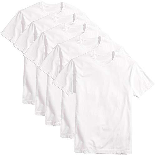 Kit com 5 Camisetas Básicas Masculina Algodão T-Shirt Tee (Branca, GG)