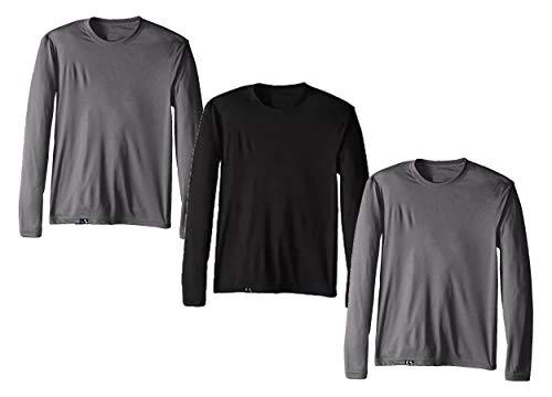 Kit com 3 Camisetas Proteção Solar Uv 50 Ice Tecido Gelado – Slim Fitness - Cinza - Cinza - Preto – M