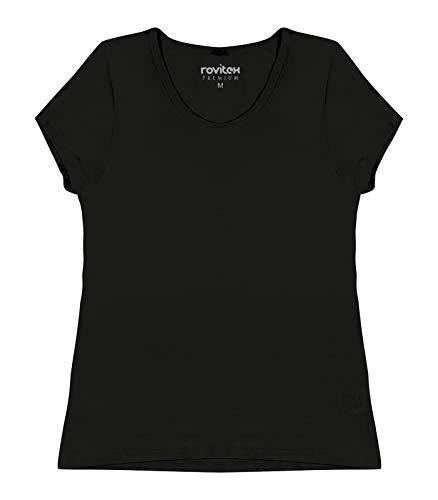 Camiseta Manga Curta Gola Redonda Plus Size, Rovitex, Feminino, Preto, GG