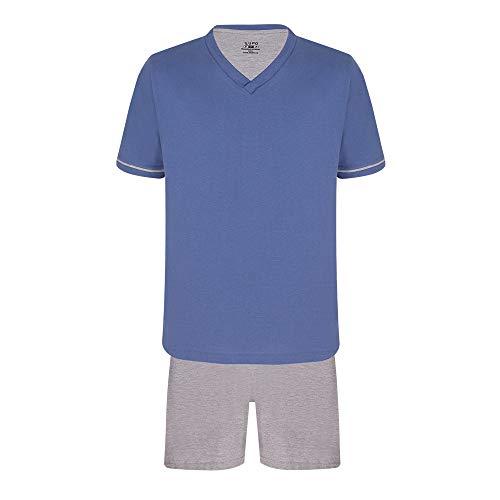 Pijama Lupo AM Malha Curto - Gola V masculino Azul GG