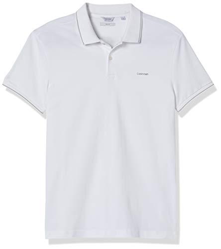 Camisa Polo Slim Básica, Calvin Klein, Masculino, Branco, P