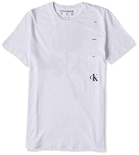 Camiseta Estampada, Calvin Klein, Masculino, Branco, M