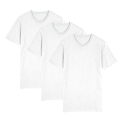 Kit Camiseta Lisa c/ 3 Peças Básicas Premium 100% Algodão Tamanho:GG;Cor:Branco;Genero:Masculino