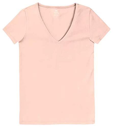 Camiseta Básica Gola V, Hering, Feminino, Rosa liso, M