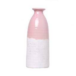 Vaso Decorativo Porcelana Rosa/Cinza 9X20Cm