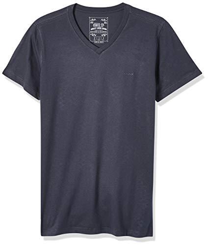 Camiseta básica gola V com logo bordado, Colcci, Masculino, Azul Life, M