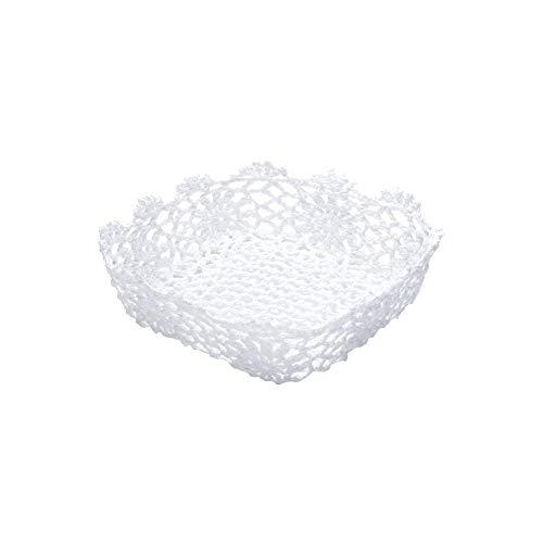Cesta Quadrada com Forma de Crochê de Plástico Lyor Branco 25x9Cm