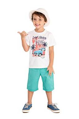 Camiseta de Manga Curta com Decote Redondo, Meia Malha Penteada, Cativa, Meninos, Branco, 6