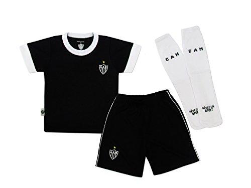 Conjunto camiseta, shorts e meia Atlético Mineiro, Rêve D'or Sport, Crianças, Preto/Branco, 3