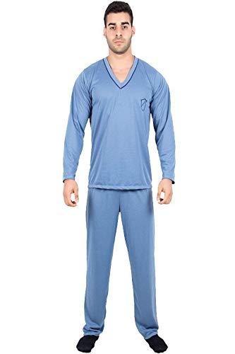 Pijama 080 Masculino Liso Manga Comprida Inverno Conforto Quente (M, azul claro)