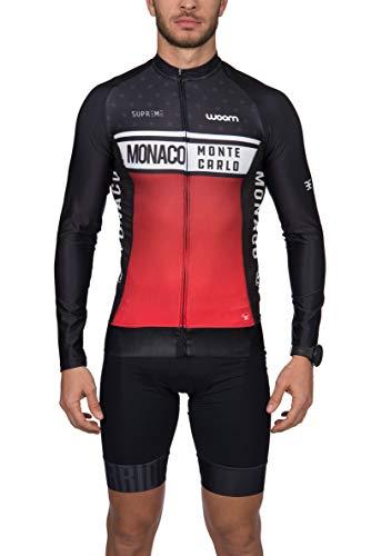 Camisa Ciclismo ML Supreme Monaco Woom Homens XGG Preto/ Vermelho