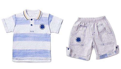 Conjunto Camiseta Polo e Bermuda Cruzeiro, Rêve D'or Sport, Criança Unissex, Branco/Azul, 6
