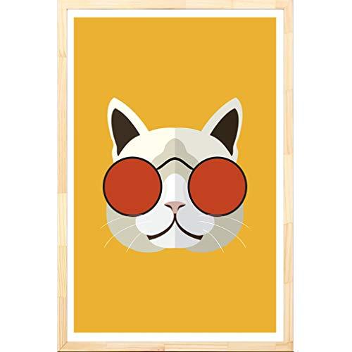 Quadro Decorativo Gato De Óculos Vermelho Decore Pronto Multicor Pequeno 20x30cm