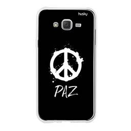 Capa Personalizada Paz, Husky para Galaxy J7 Neo, Capa Protetora para Celular, Preto/Branco