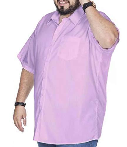 Camisa Social Masculina Manga Curta Plus Size Rosa