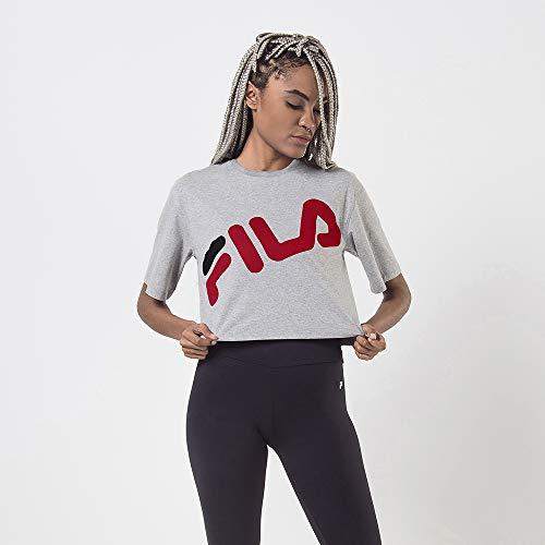 Camiseta cropped Letter Big, Fila, Feminino, Mescla/Vermelho, M
