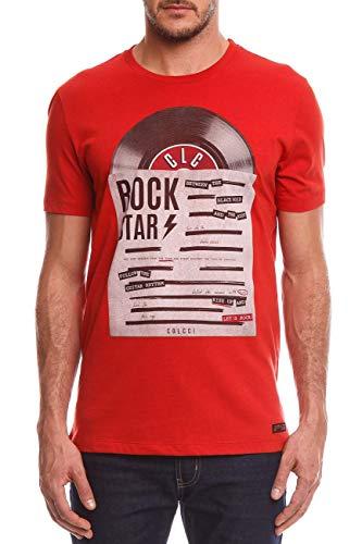 Colcci Camiseta Estampa Disco Rock Masculino, Tam GG, Vermelho Labelle
