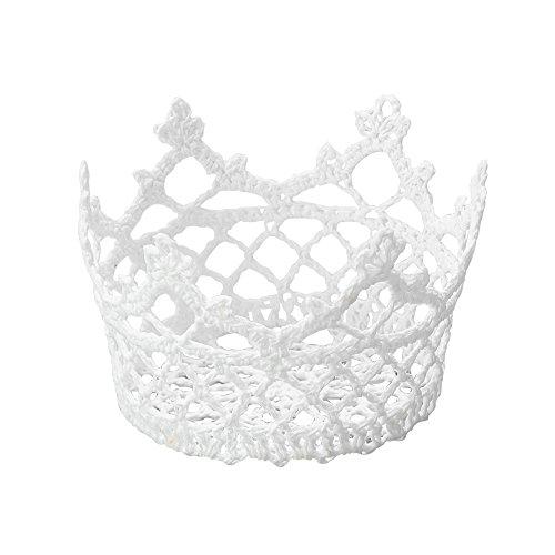Cesta Redonda com Forma de Crochê de Plástico Lyor Branco 10x6Cm