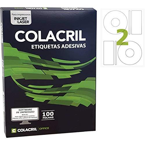 Etiqueta Adesiva Carta Redonda, 115 mm, 100 Folhas, Colacril, CC100CD, Branco, pacote de 200